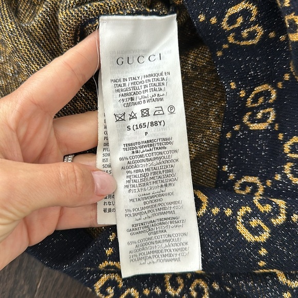 Gucci navy& gold metallic GG jacquard knit dress size small - Picture 3 of 5